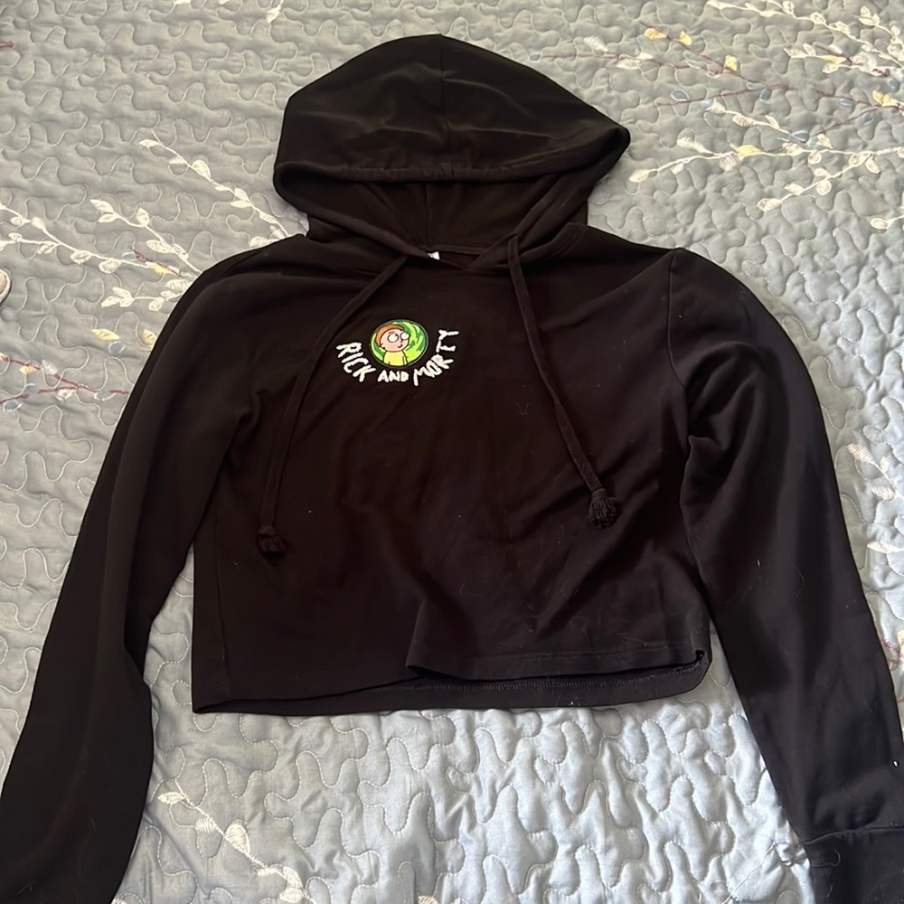 Rick and Morty Embroidered Crop-Top Sweatshirt
